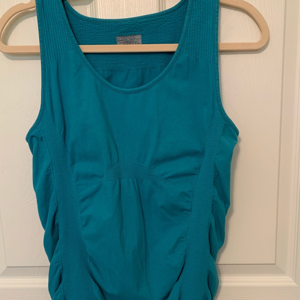 Athleta Breathe ruched tank size xl teal color
